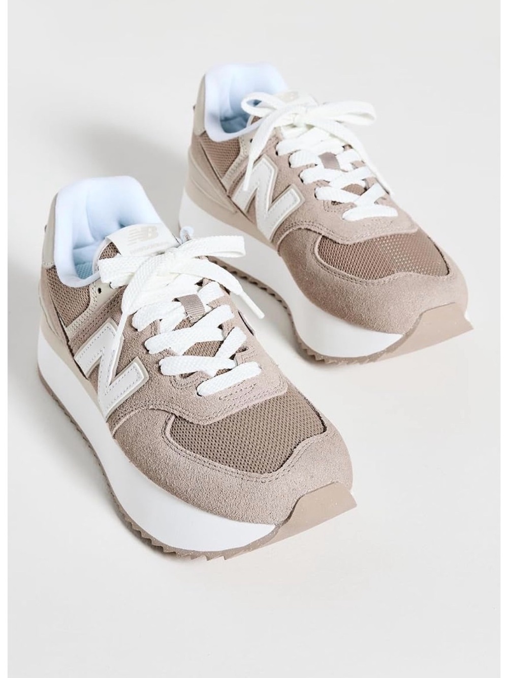New Balance 574+ Platform Sneakers – Driftwood / Timberwolf – Women’s 6.5